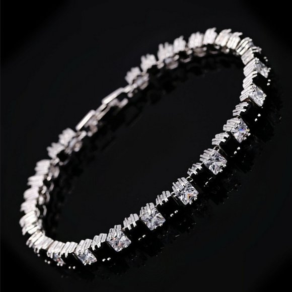 Mens Black Onyx 2ct Diamond Tennis Bracelet 18K White Gold Silver Jewelry 7" 8" - Picture 3 of 6